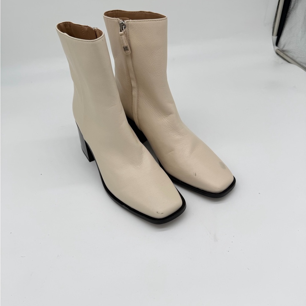 Sam Edelman winnie Cream Leather Ankle Booties